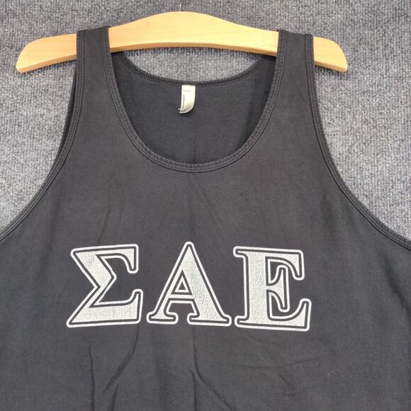 American Apparel Men's Sigma Alpha Epsilon Graphic Tank Top Black Large - Picture 3 of 13